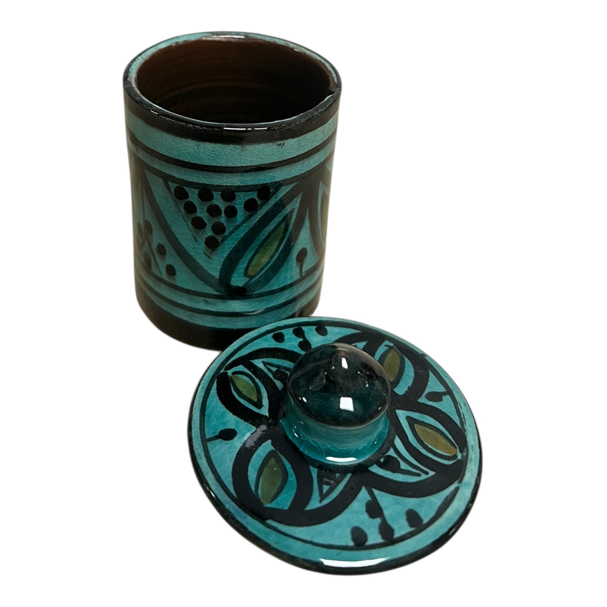 traditional-terracotta-moroccan-spice-container-dark-green-arabic-design