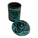 traditional-terracotta-moroccan-spice-container-dark-green-arabic-design