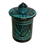 traditional-terracotta-moroccan-spice-container-dark-green-arabic-design