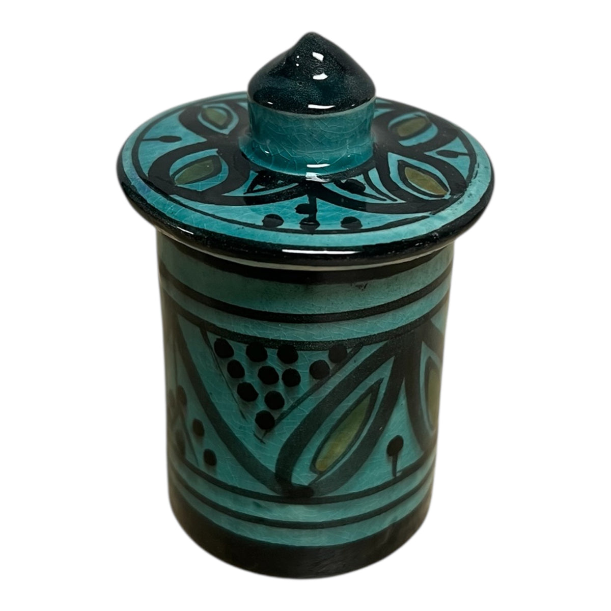 traditional-terracotta-moroccan-spice-container-dark-green-arabic-design