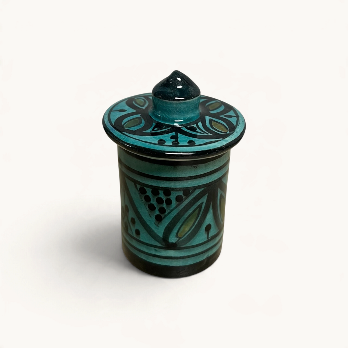 traditional-terracotta-moroccan-spice-container-dark-green-arabic-design