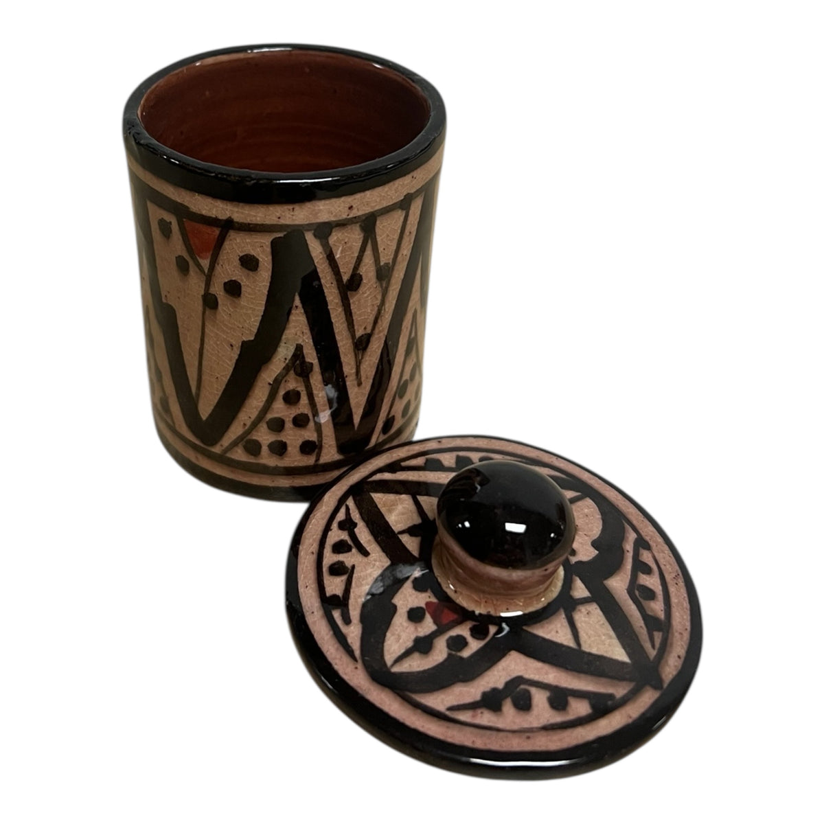 traditional-terracotta-moroccan-spice-container-dark-pink-red-accents
