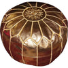 Bronze Moroccan Embroidered Vegan Leather Pouf