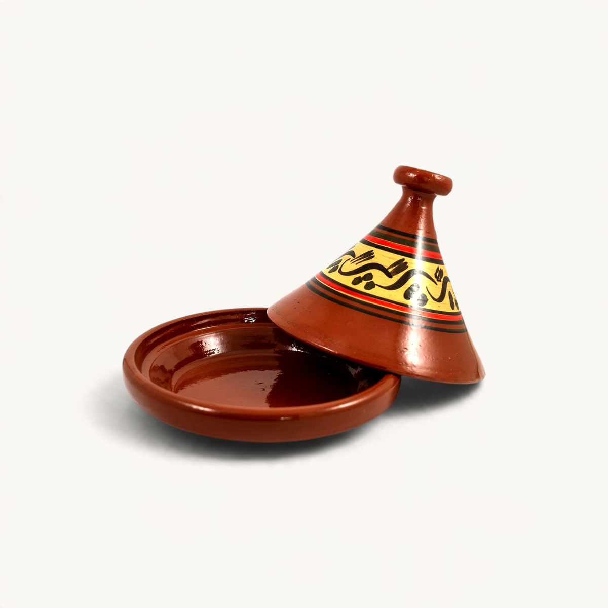Tagine de cuisson TUYYA en terre cuite émaillée, peint à la main avec des motifs traditionnels de Marrakech.