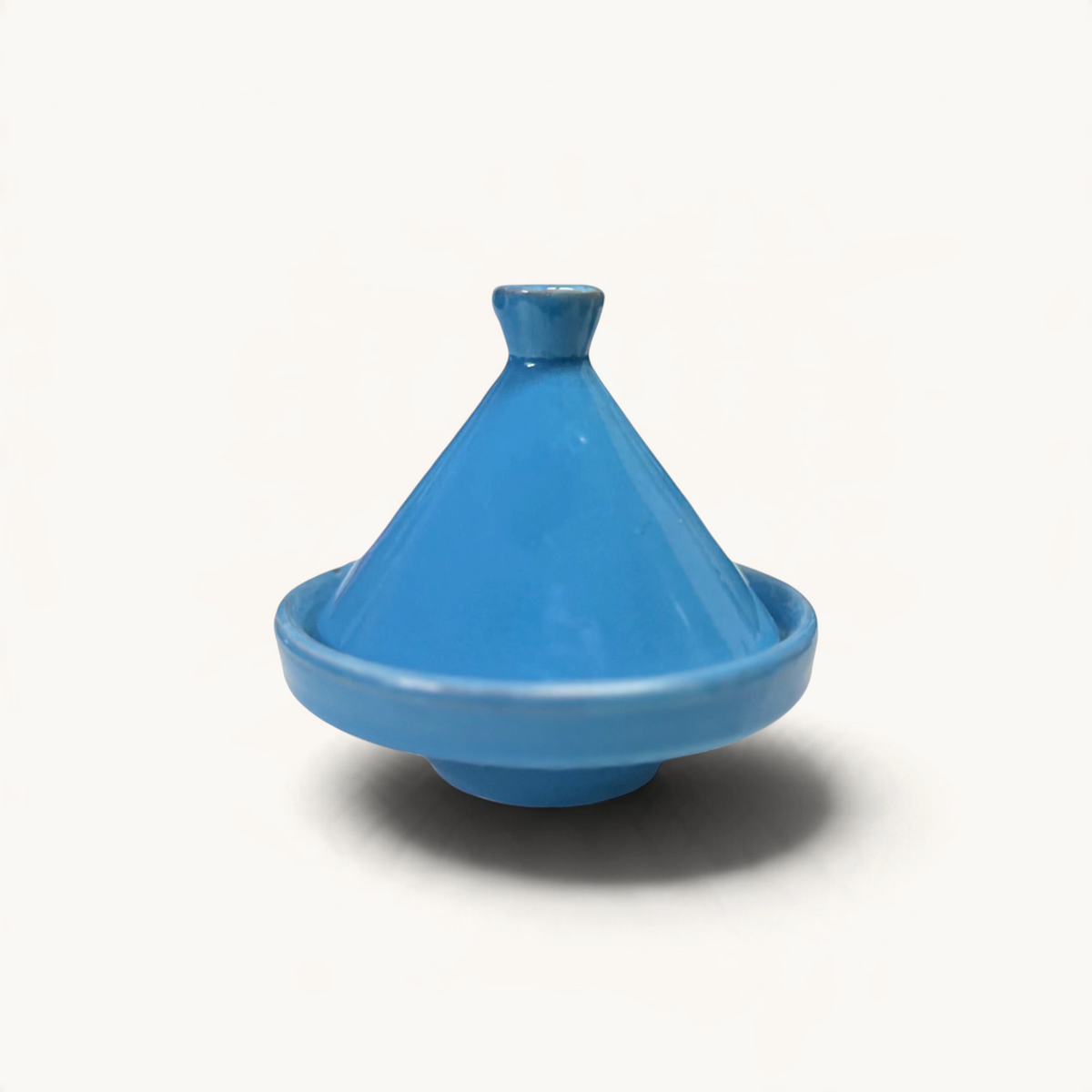 TUYYA azure glazed ceramic micro tajine, a handcrafted Moroccan serving dish for spices or condiments.