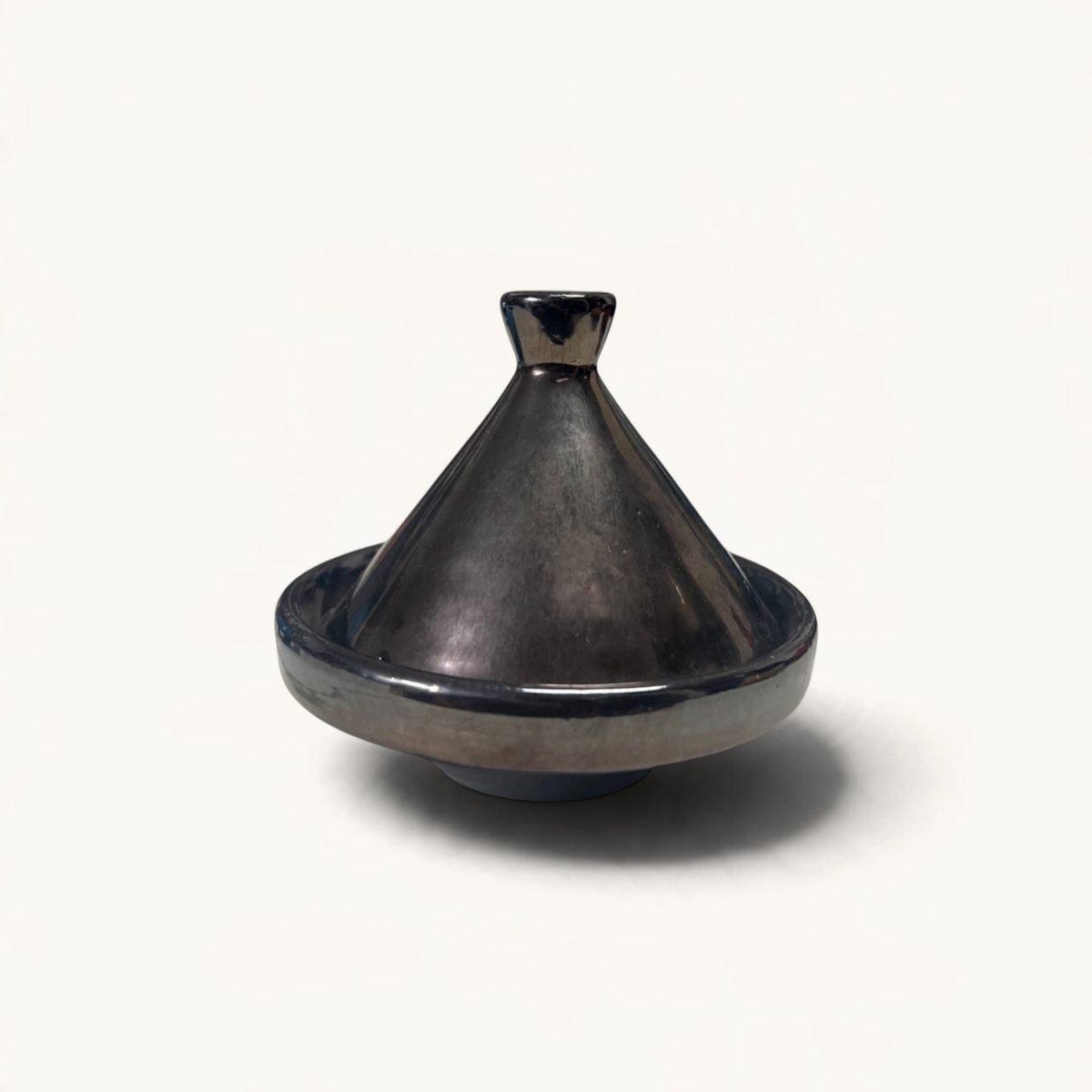 TUYYA metallic glazed ceramic micro tajine for serving spices or condiments, handcrafted in Morocco.
