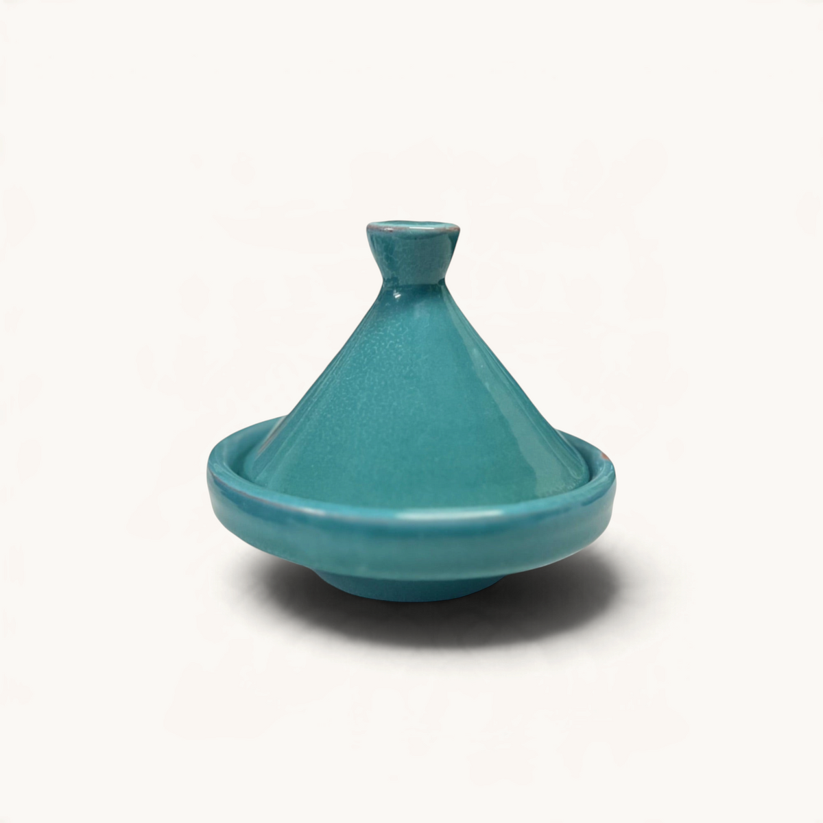 TUYYA turquoise glazed ceramic micro tajine for serving spices or condiments, handcrafted in Morocco.