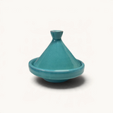 TUYYA turquoise glazed ceramic micro tajine for serving spices or condiments, handcrafted in Morocco.