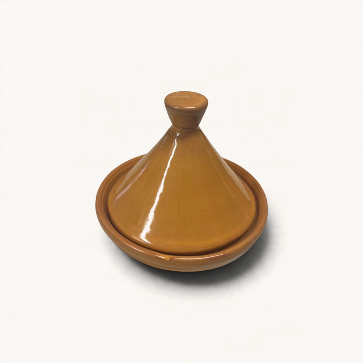 TUYYA handcrafted yellow honey glazed ceramic micro tajine for serving spices or decorative Moroccan table accents.