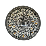 tuyya handmade Moroccan ceramic bowl in grey with intricate hand-painted floral patterns and colourful accents