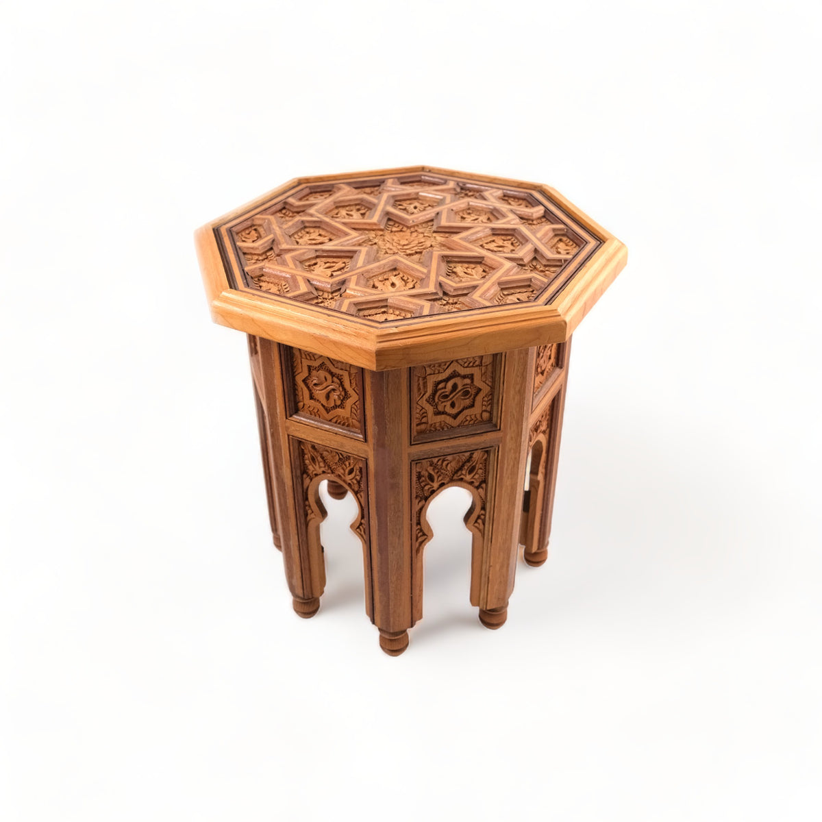 Octogonal Carved Side Table