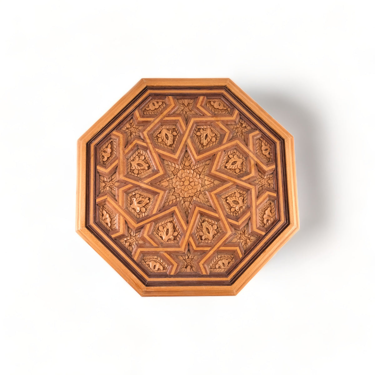 Octogonal Carved Side Table