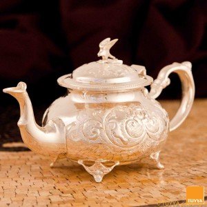 TUYYA silver-plated Manchester Royal Moroccan teapot with ornate legs, large size